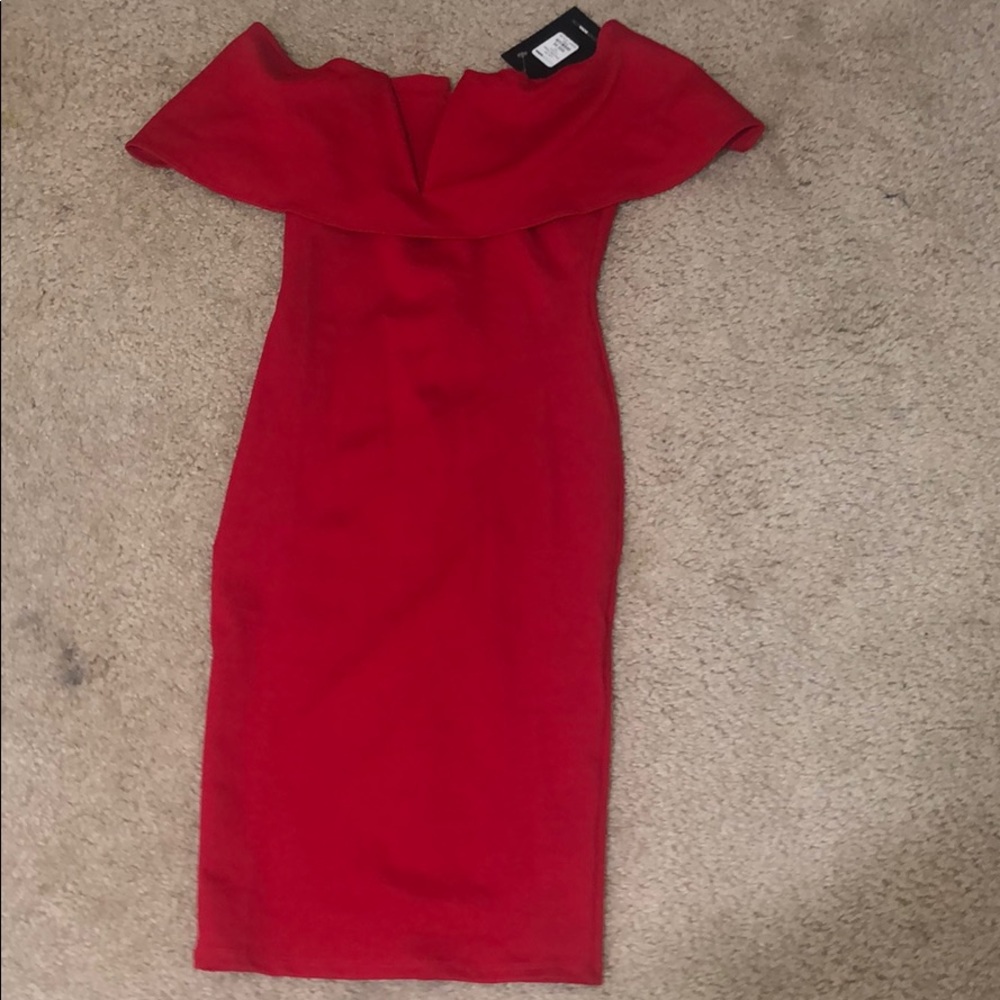 Off the should red flirty dress